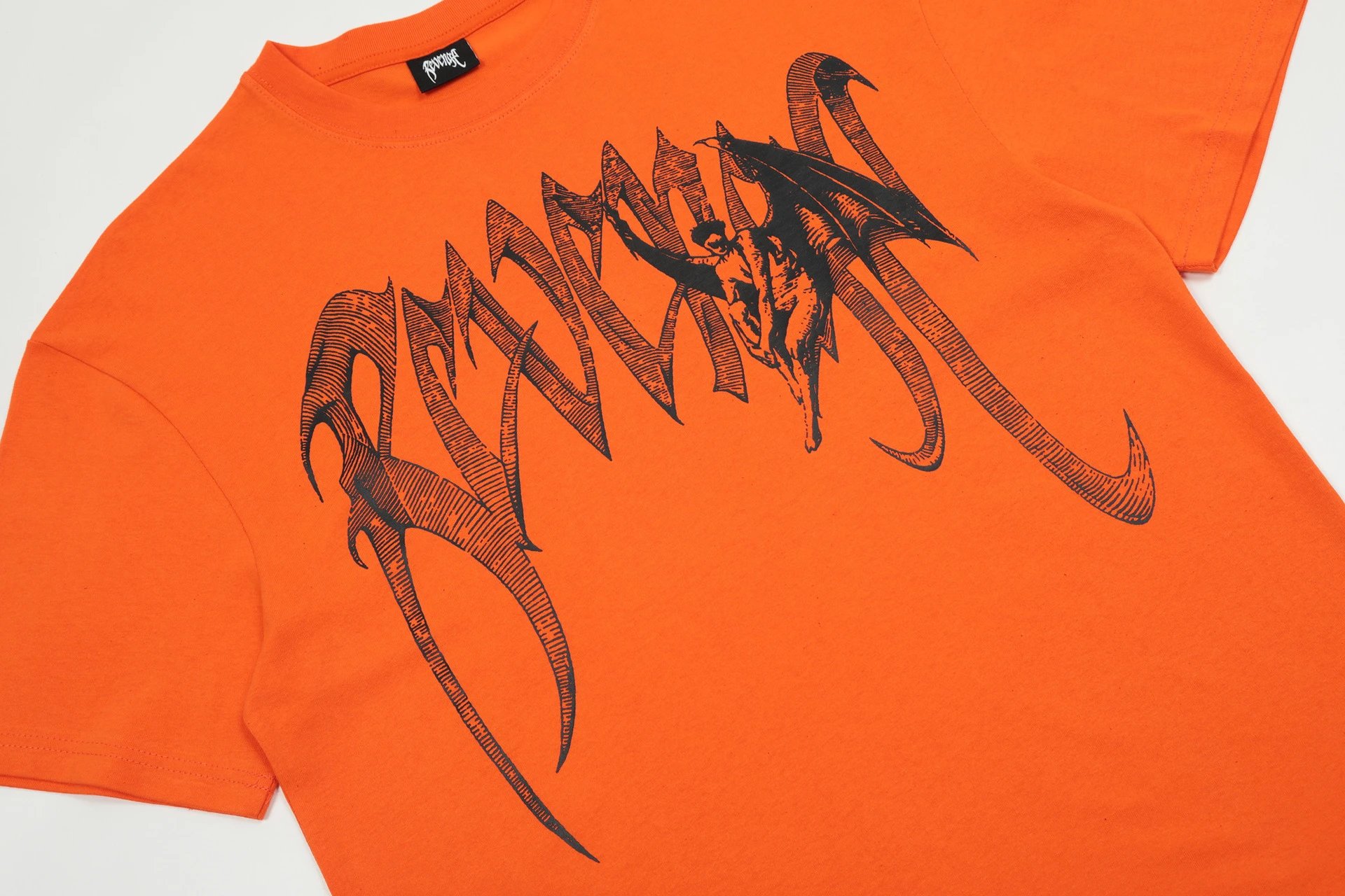 Gothic Graphic Cotton Tee Tangerine - Gallery Image 8 - Detailed View