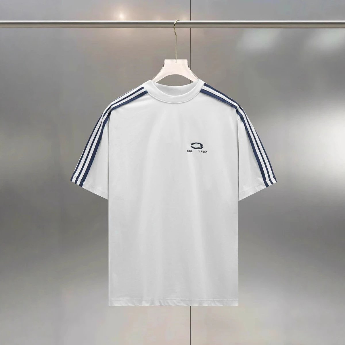 Unisex Oversized Cotton Stripe T-Shirt, Chalk White - Gallery Image 3 - Detailed View