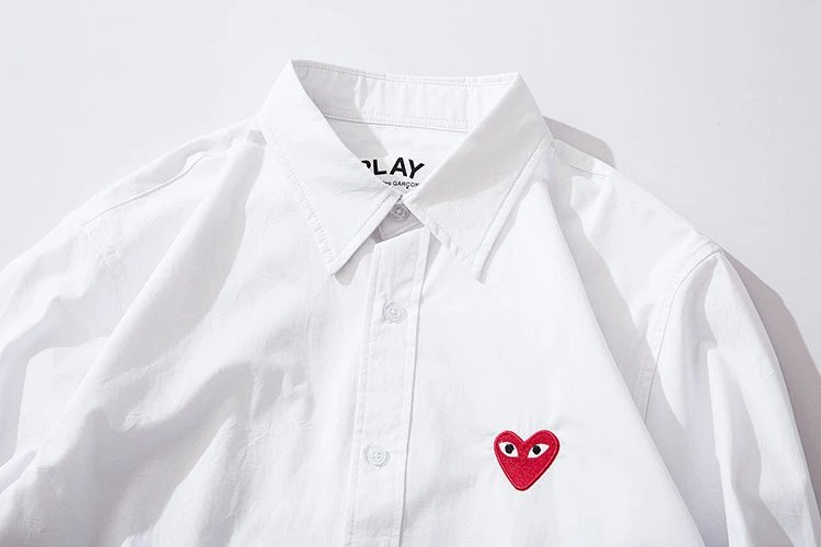 CDG Play Heart Shirt White - Gallery Image 8 - Detailed View