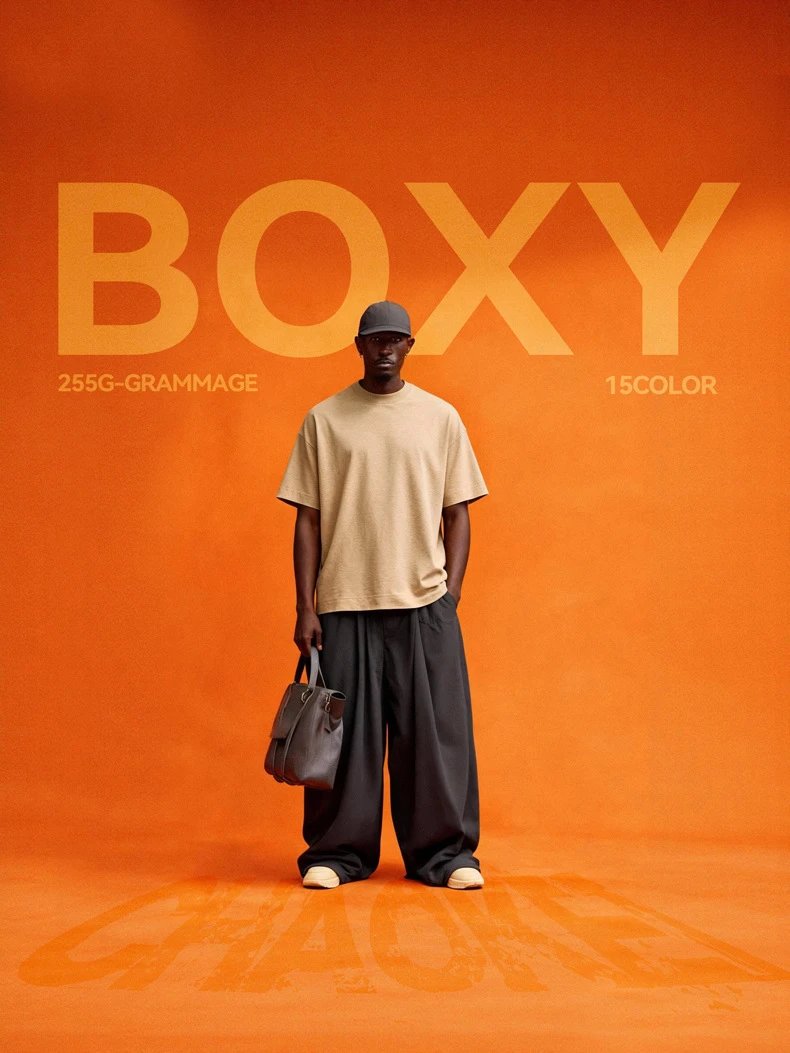 Retro Cotton Boxy T-Shirt Unisex Tee Ecru - Gallery Image 4 - Detailed View