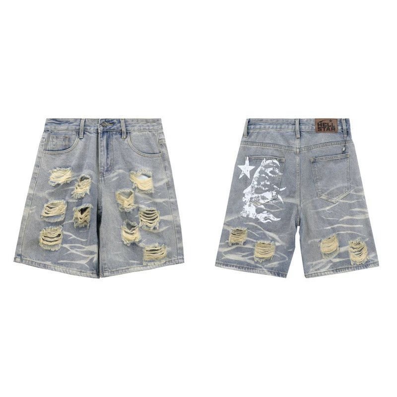 Hellstar Washed Distressed Shorts Grey - Hellstar - Cnfans - $29.34