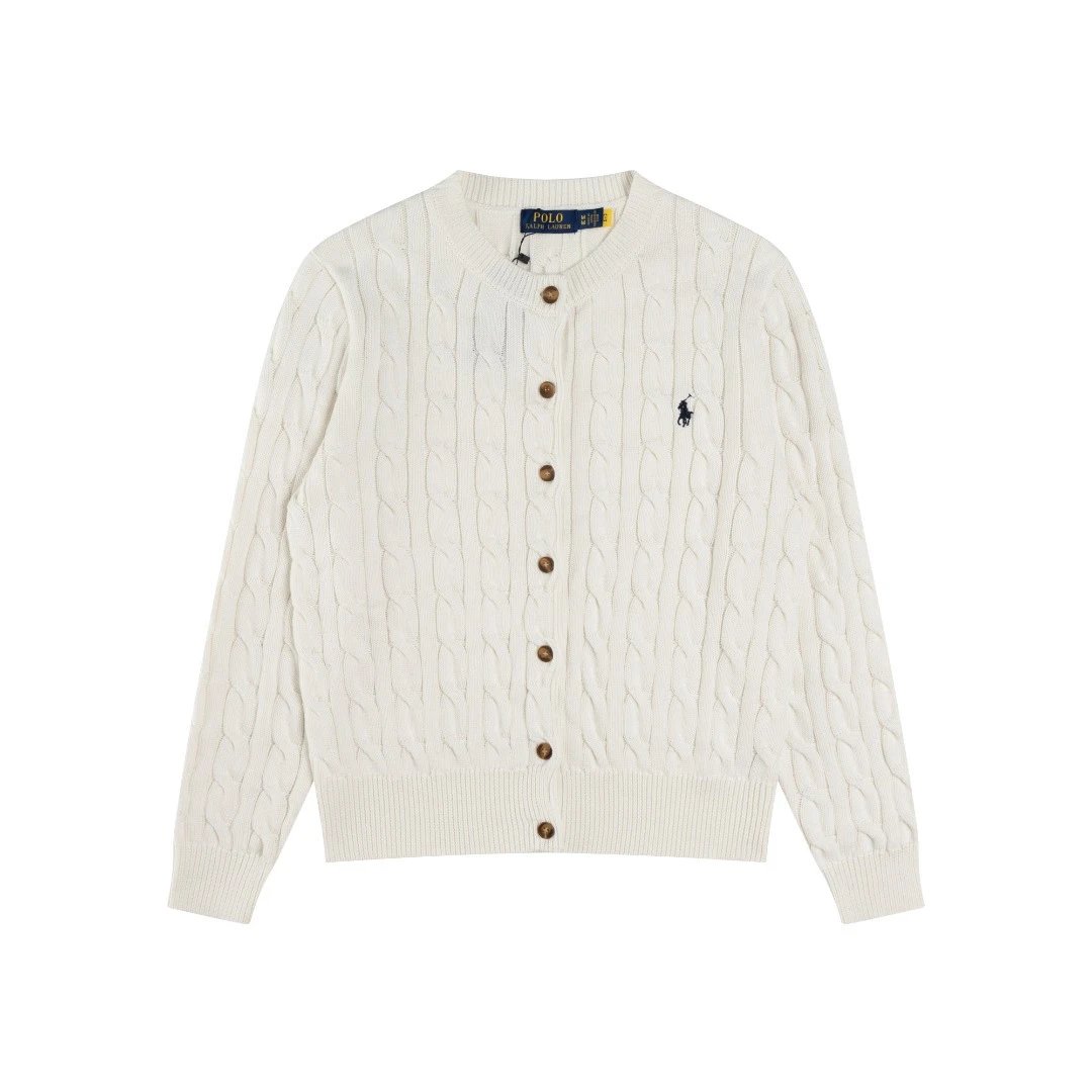 Cable-Knit Cotton Cardigan Sweater Ecru - Ralph Lauren - Cnfans - $39.35