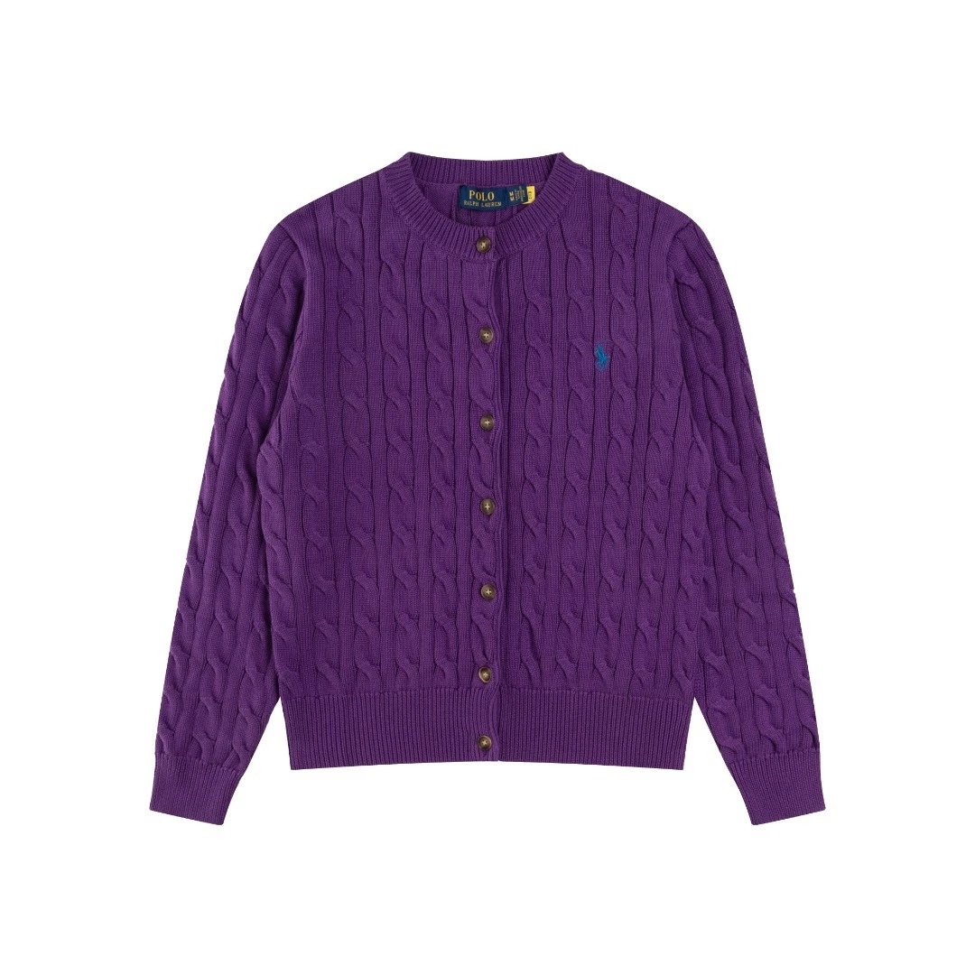 Cable Knit Cotton Cardigan Sweater Classic Khaki - Gallery Image 2 - Detailed View