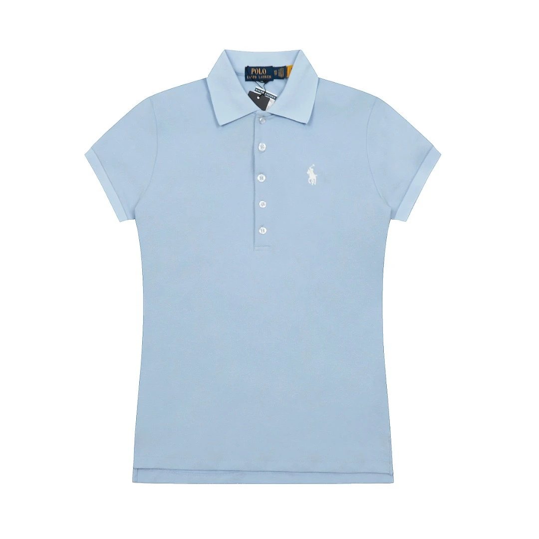 Ladies Slim Fit Cotton Polo Shirt Summer Azure - Ralph Lauren - Cnfans - $24.84