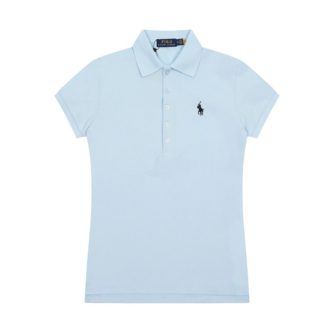 Women's Slim Fit Cotton Polo Shirt, Summer, Sky Blue - Ralph Lauren - Cnfans - $24.84