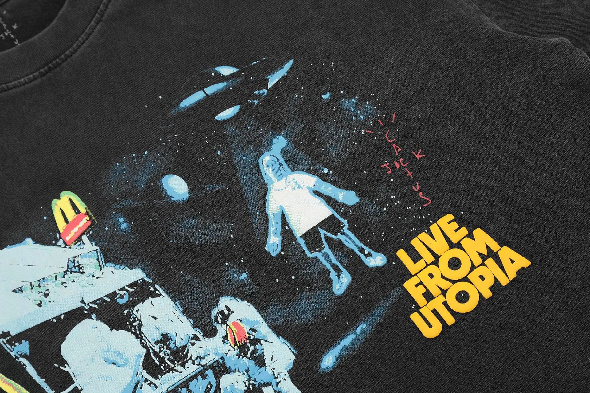 Streetwear Washed UFO Graphic Tee Charcoal - Gallery Image 7 - Detailed View