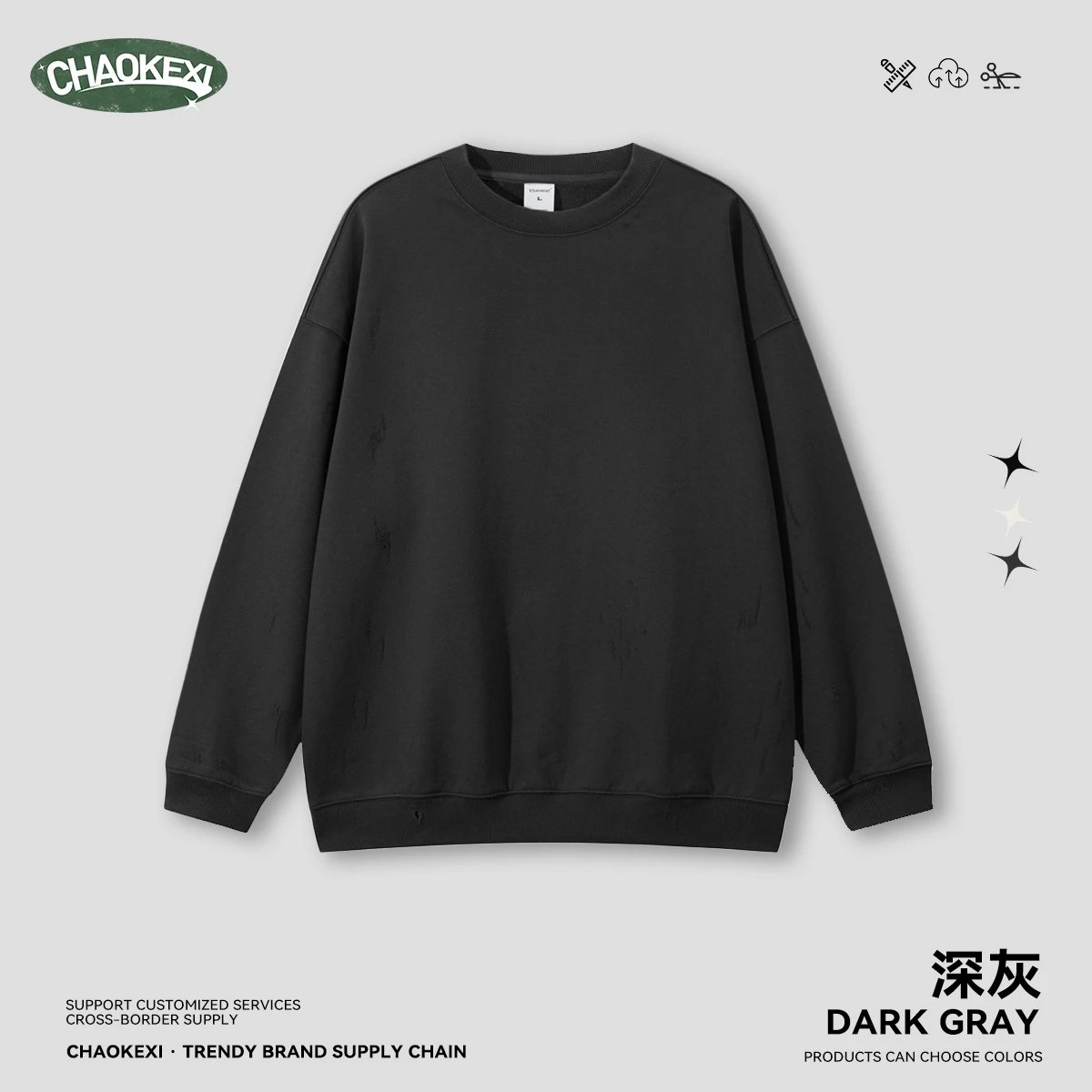 CHAOKEXI Heavyweight Crewneck Multi-Color - CHAOKEXI（潮可喜） - Cnfans - $25.73