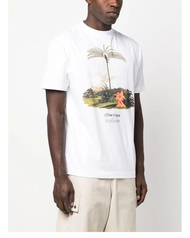 Palm Tree Graphic Streetwear Cotton T-Shirt Ebony Black - Gallery Image 6 - Detailed View