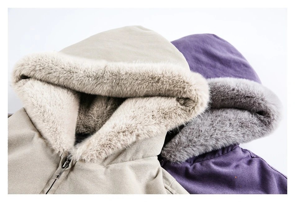 Unisex Winter Faux Fur Hooded Workwear Jacket, Amethyst - Gallery Image 12 - Detailed View