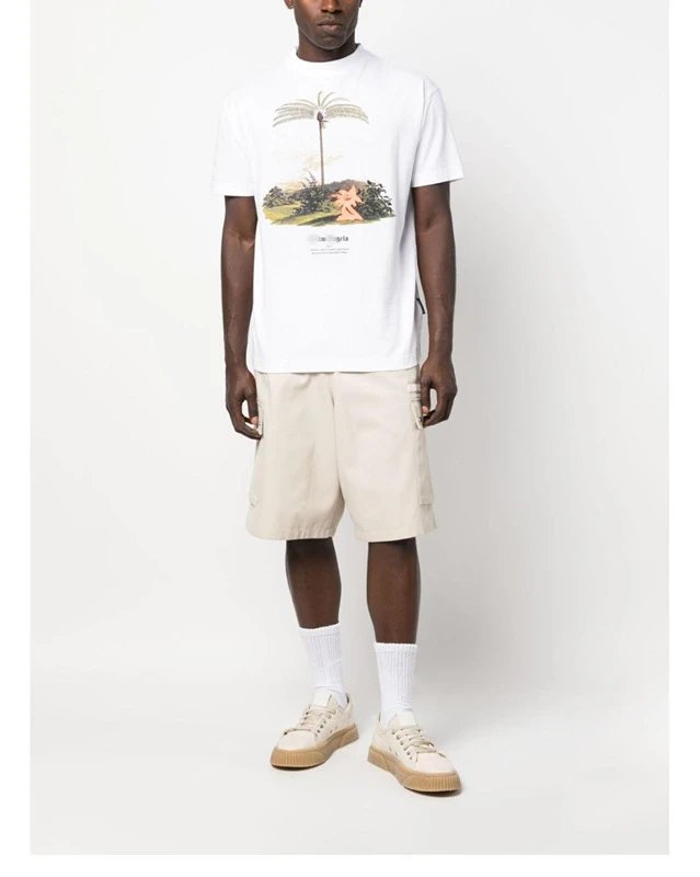 Palm Tree Graphic Streetwear Cotton T-Shirt Ebony Black - Gallery Image 9 - Detailed View