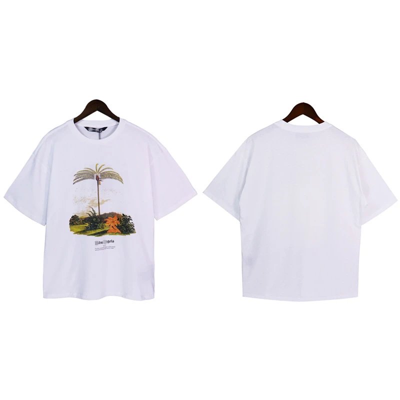 Palm Tree Graphic Streetwear Cotton T-Shirt Ebony Black - Gallery Image 4 - Detailed View