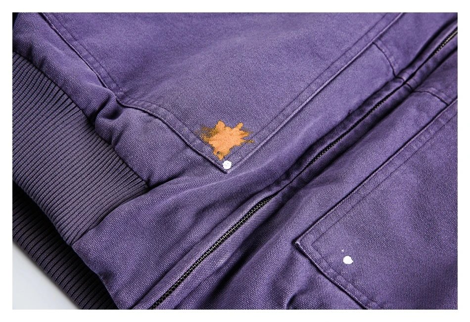 Unisex Winter Faux Fur Hooded Workwear Jacket, Amethyst - Gallery Image 13 - Detailed View