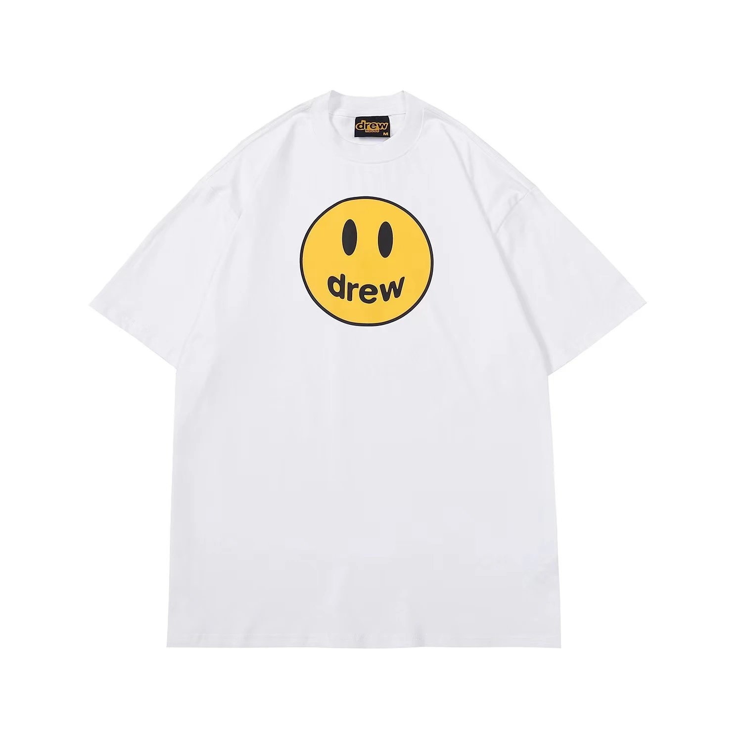 Oversized Smiley Graphic Cotton Tee Ivory White - Drew(Drew House) - Cnfans - $21.61