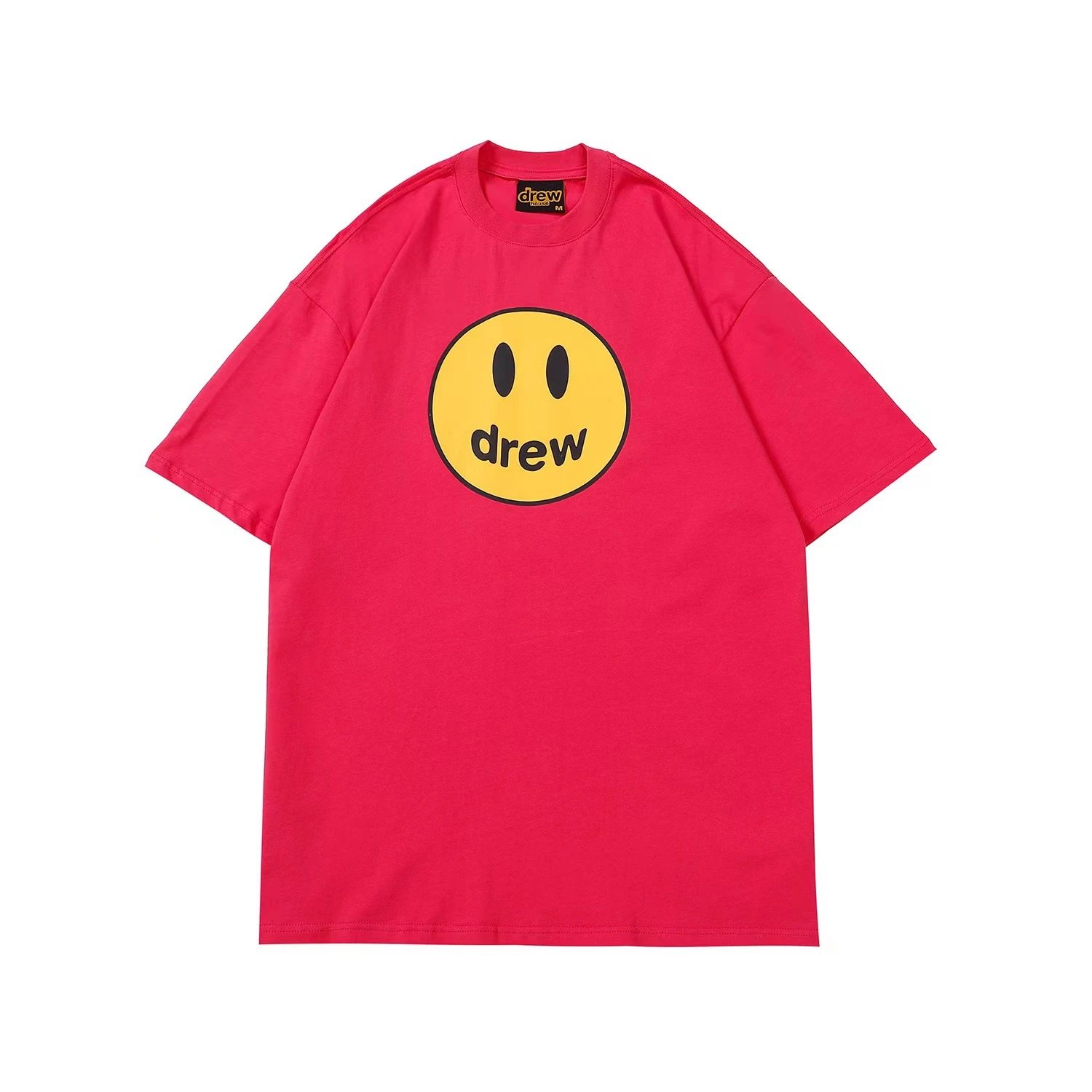 Oversized Smiley Cotton Tee Rose Red - Related Product - Cnfans
