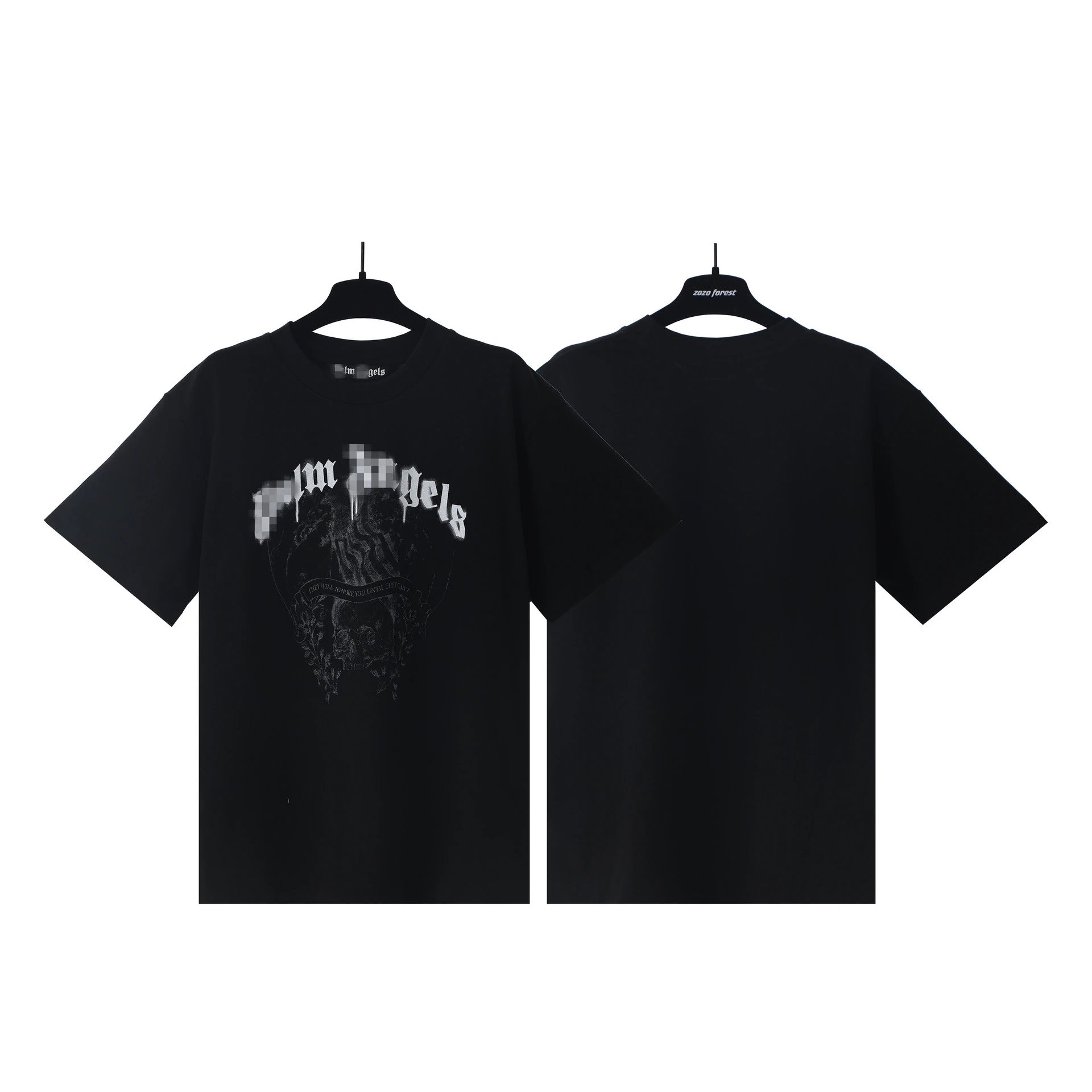 Street Skull Angel Graphic Cotton Tee Ebony Black - Palm Angels - Cnfans - $20.65
