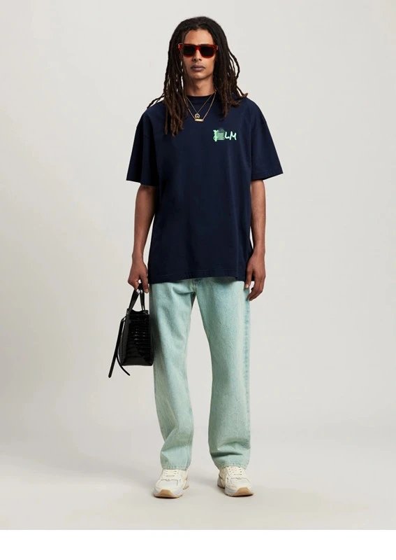 Summer Graphic Cotton Tee Unisex Top Midnight Navy - Gallery Image 11 - Detailed View