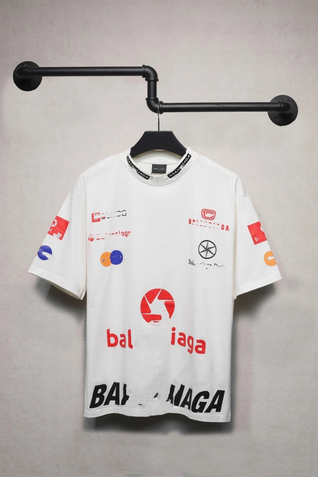 Unisex Oversized Logo Print Summer T-Shirt, Onyx Black - Balenciaga - Cnfans - $34.84