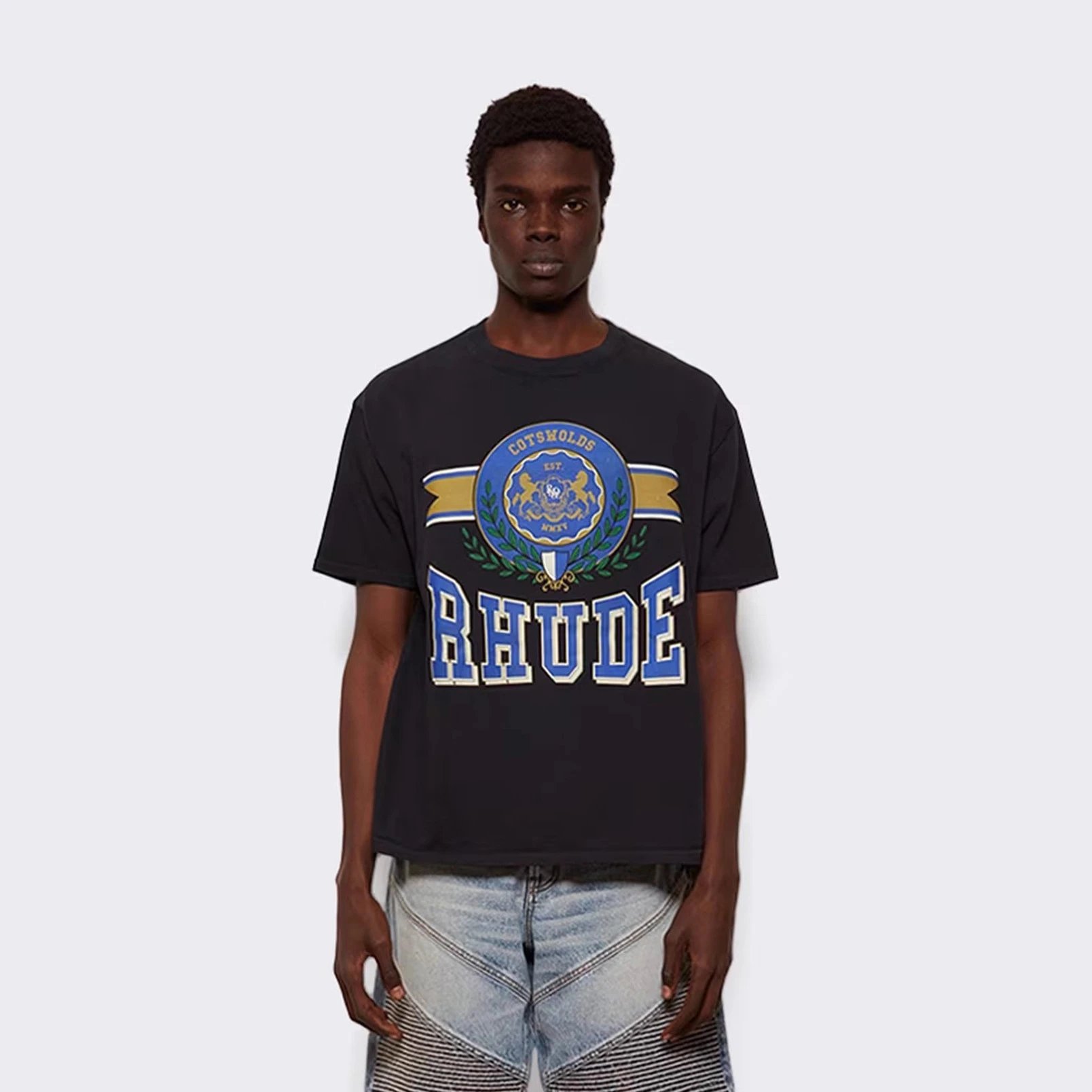 Rhude Logo Print T-Shirt Black - Gallery Image 9 - Detailed View