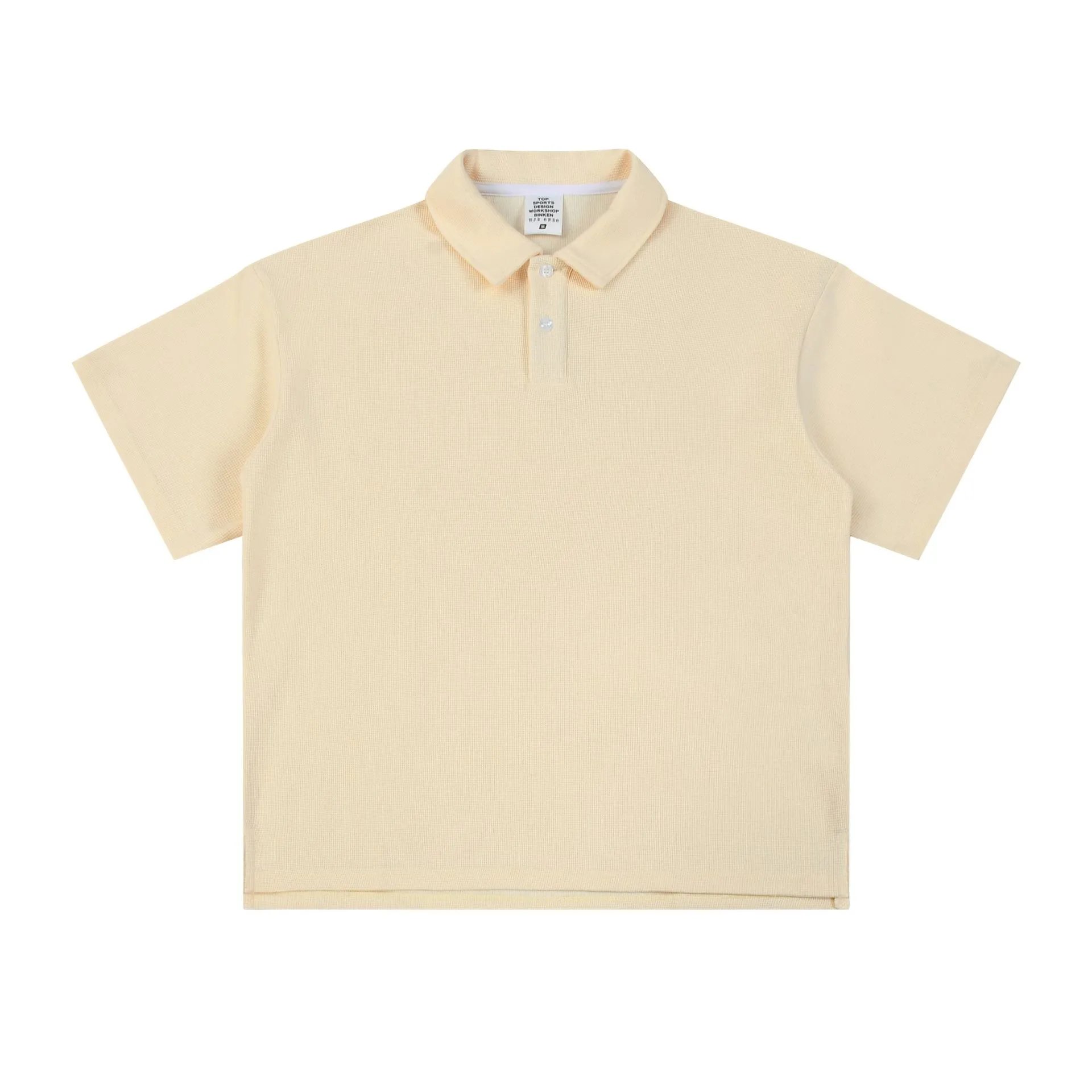 Casual Cotton Slim Fit Men's Polo Shirt Ecru - Gallery Image 4 - Detailed View