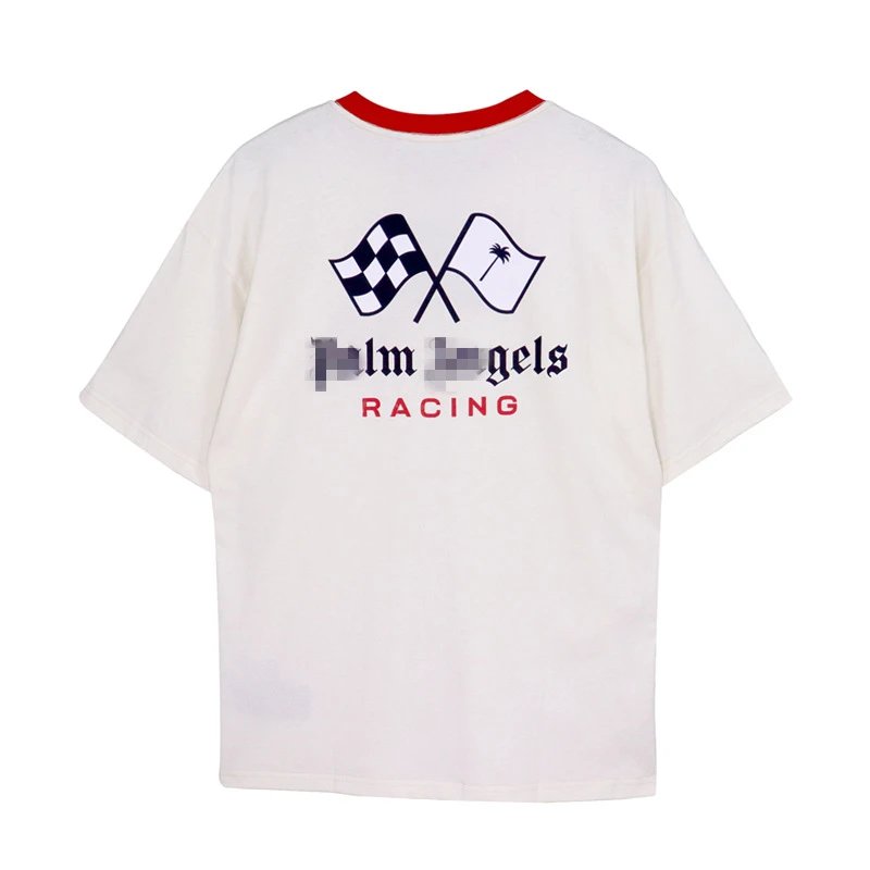 Racing Graphic Cotton Streetwear T-Shirt Ivory - Gallery Image 6 - Detailed View