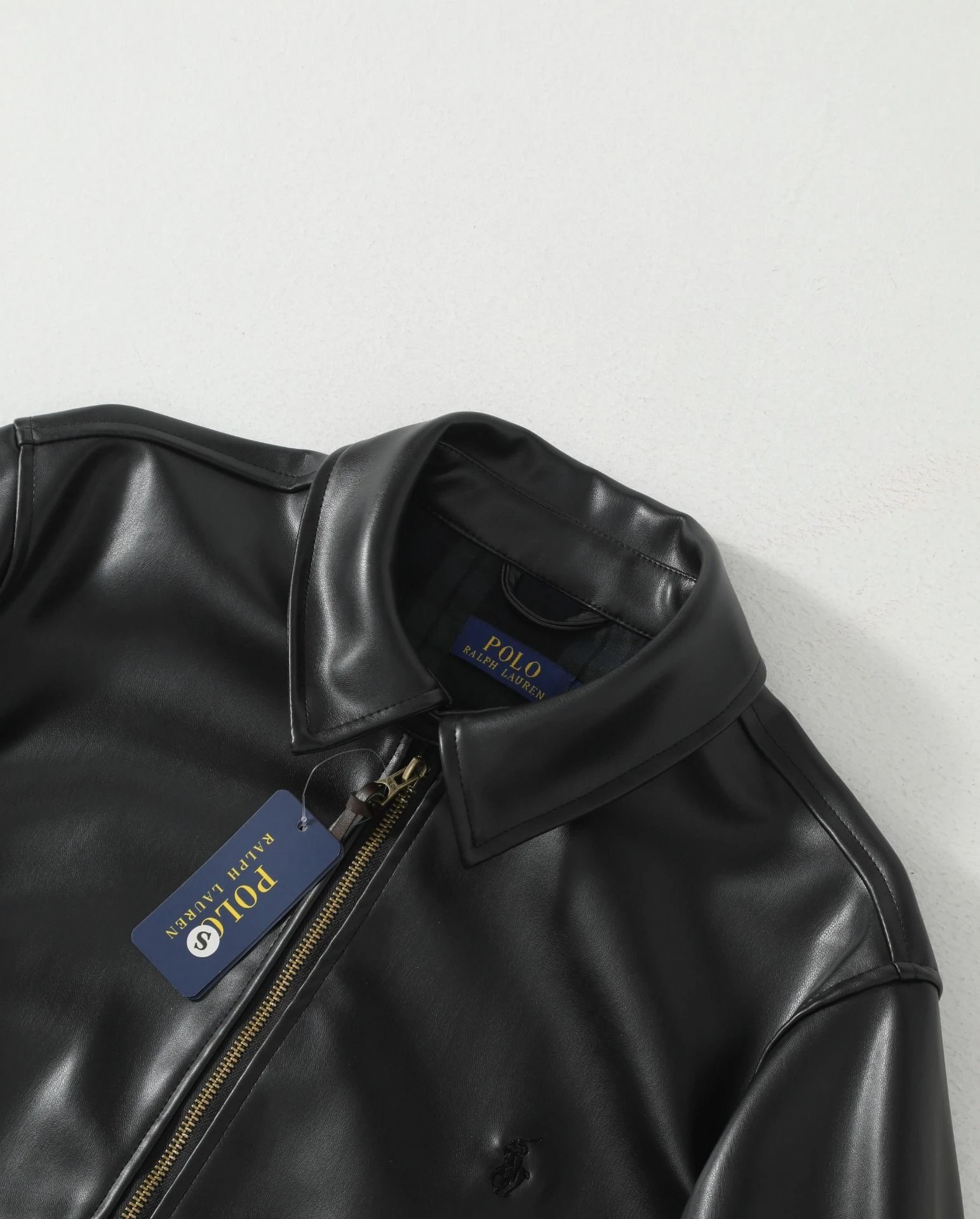 Polo Ralph Lauren Leather Jacket Black - Gallery Image 5 - Detailed View