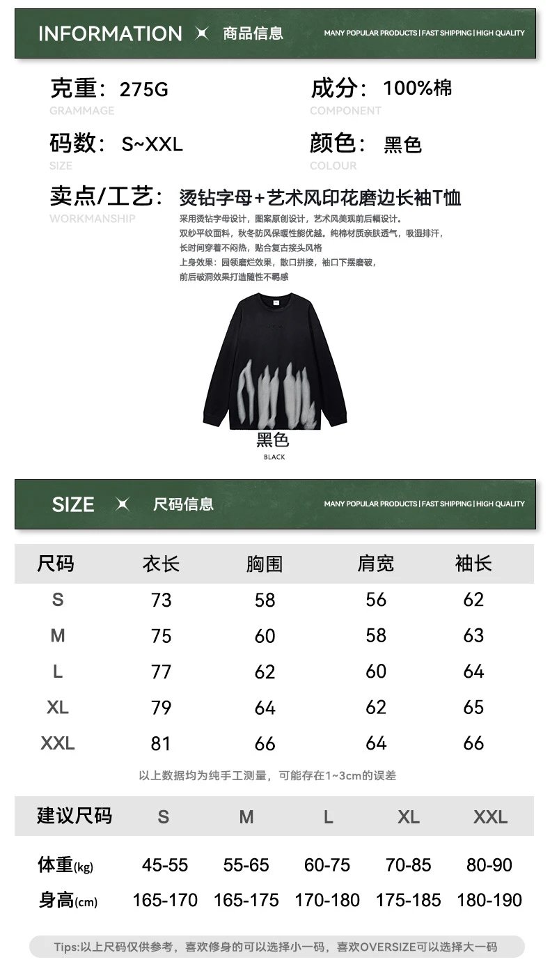 Men's Vintage Cotton Long Sleeve Tee Shirt Onyx - Gallery Image 14 - Detailed View