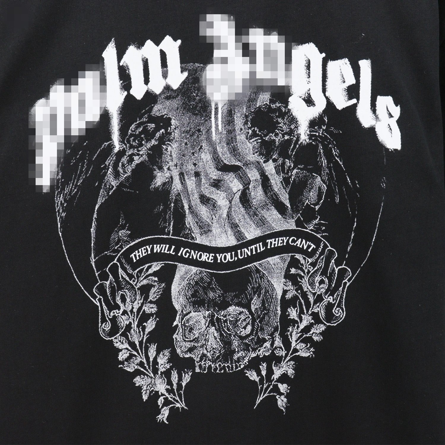 Street Skull Angel Graphic Cotton Tee Ebony Black - Gallery Image 5 - Detailed View