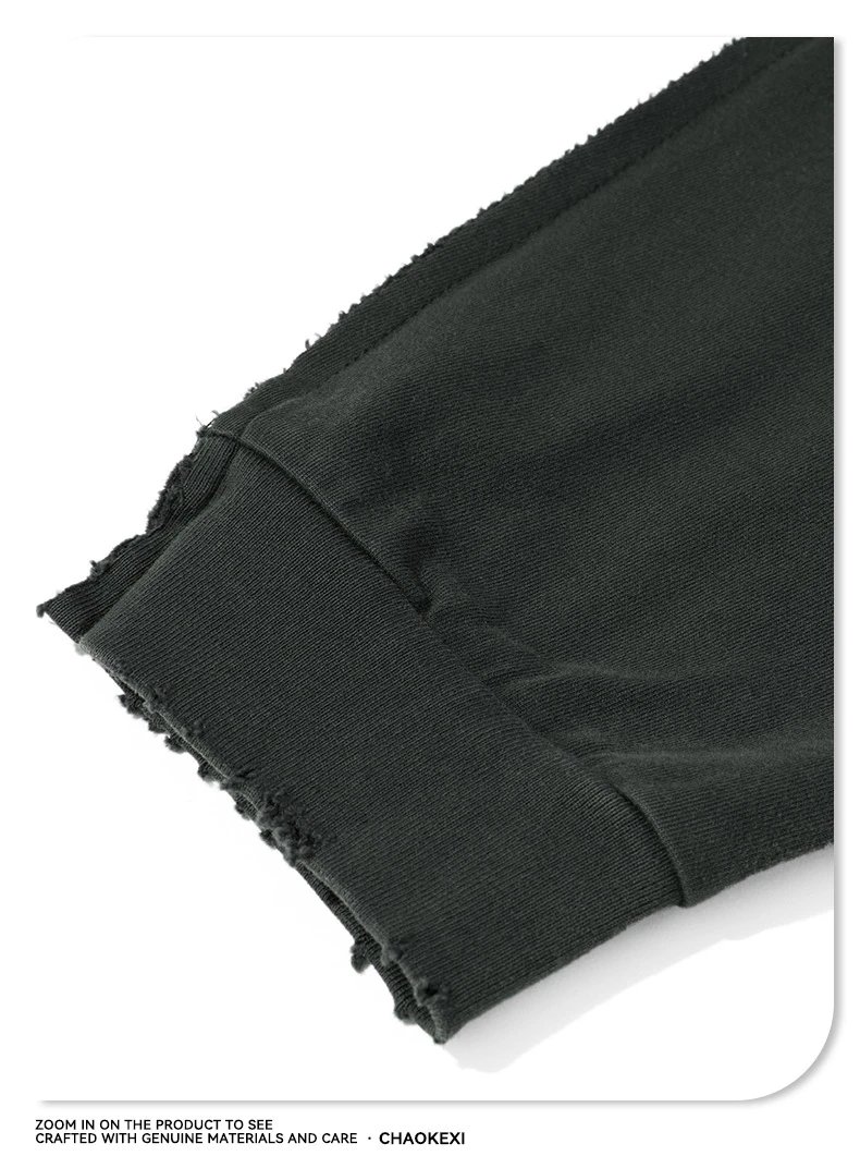 Men's Cotton Long Sleeve Tee Vintage Style Dark Gray - Gallery Image 8 - Detailed View