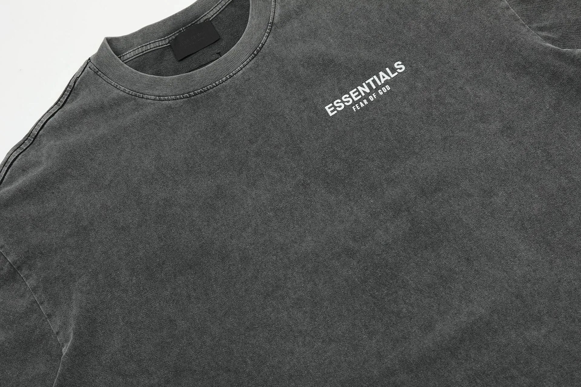 Vintage Washed Cotton Streetwear Tee Charcoal - Gallery Image 4 - Detailed View
