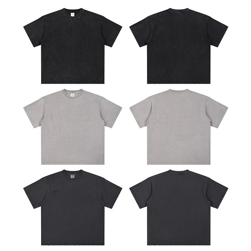 Vintage Distressed Cotton Tee, Washed Black - Gallery Image 3 - Detailed View