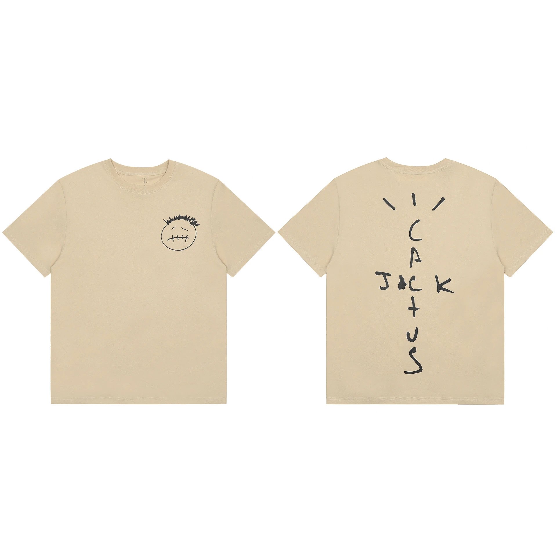 Graphic Cotton Streetwear Tee Sand Beige - Travis Scott - Cnfans - $22.26