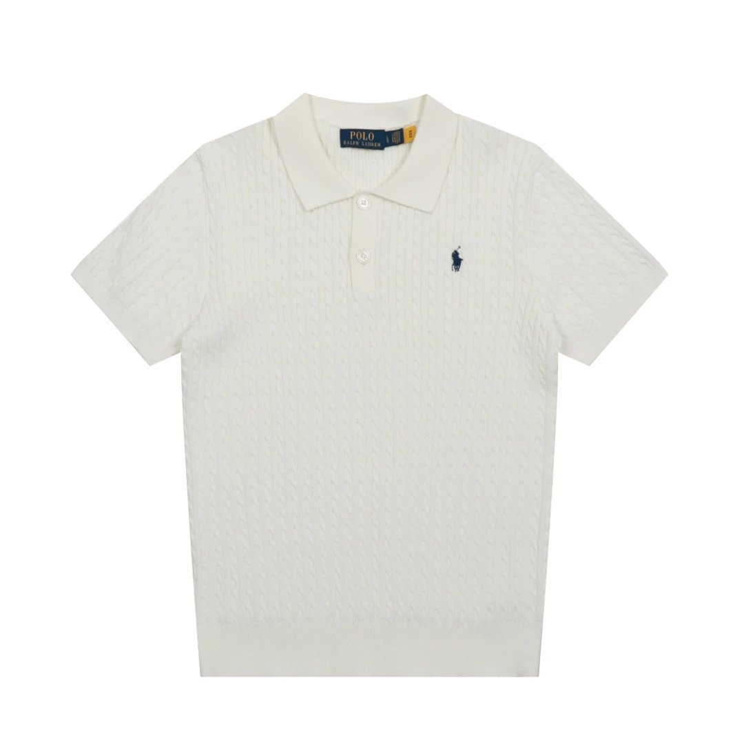 Casual Knit Polo Shirt Summer Short Sleeve Azure - Gallery Image 3 - Detailed View