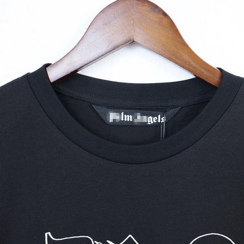 Dragon Year Letter Embroidered Streetwear T-Shirt Ebony Black - Gallery Image 7 - Detailed View