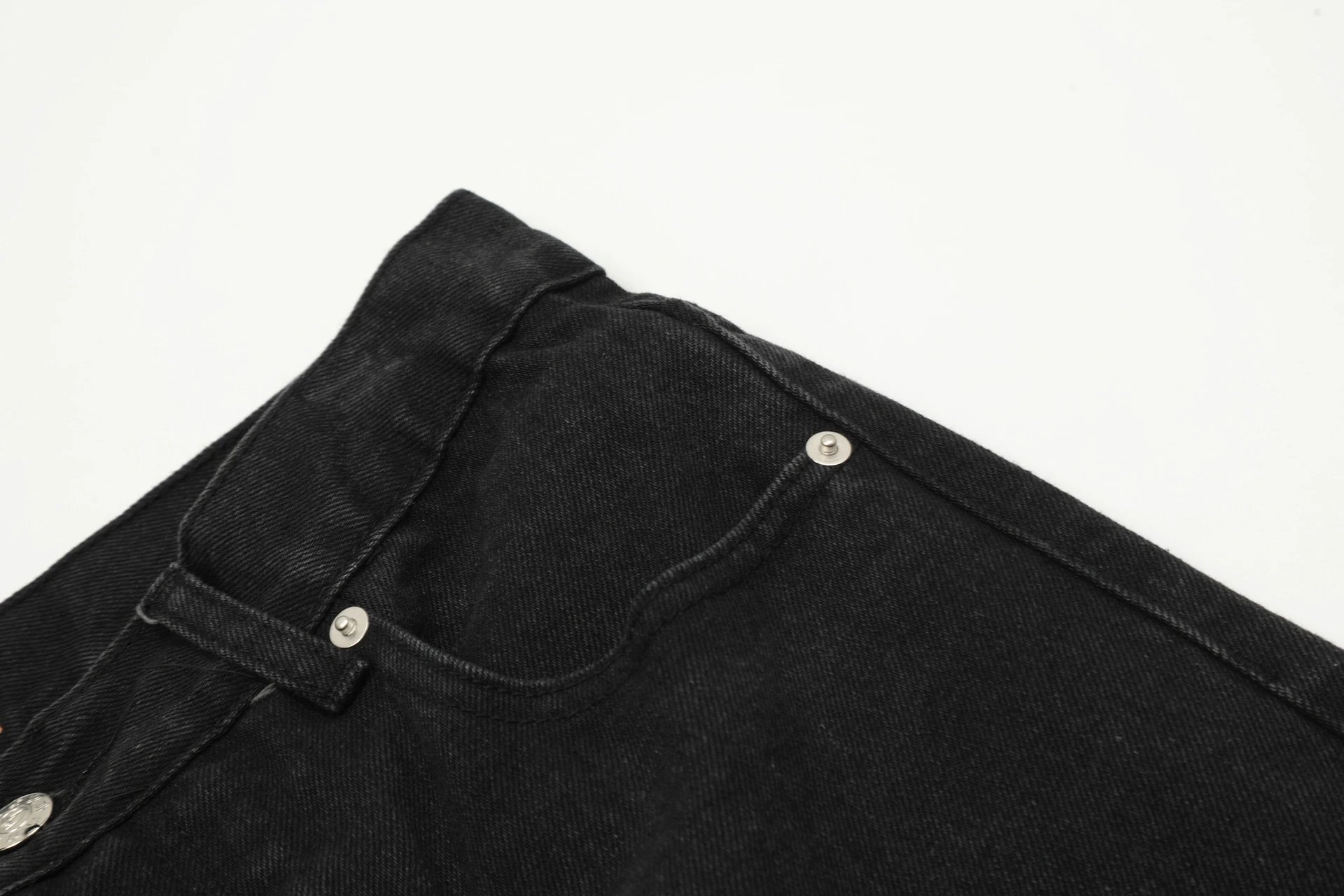 Graphic Denim Culottes Street Style Jet Black - Gallery Image 12 - Detailed View