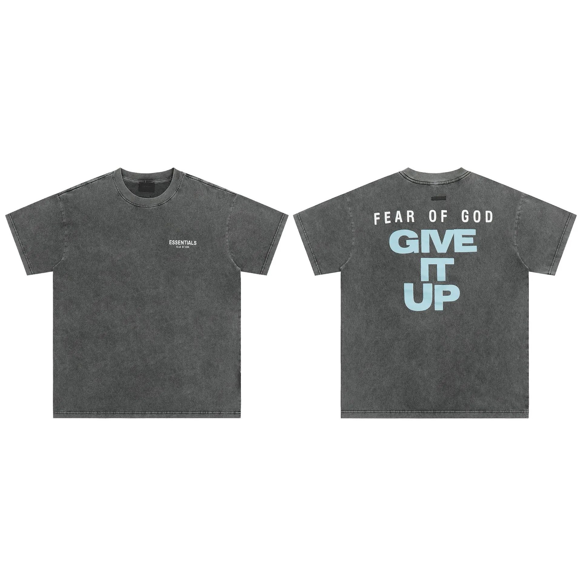 Vintage Washed Cotton Streetwear Tee Charcoal - Related Product - Cnfans