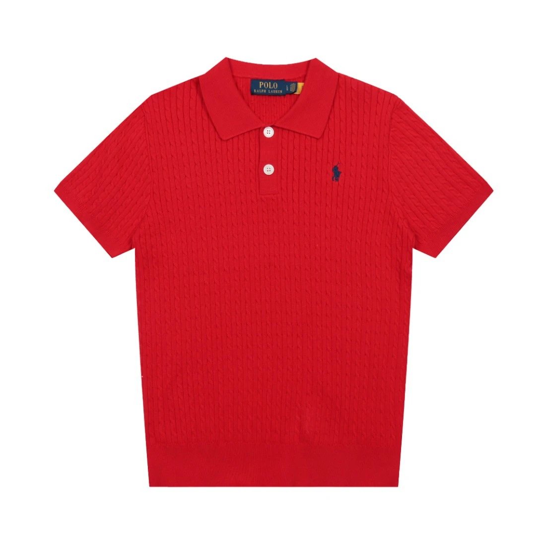 Casual Knit Polo Shirt Summer Short Sleeve Azure - Gallery Image 7 - Detailed View