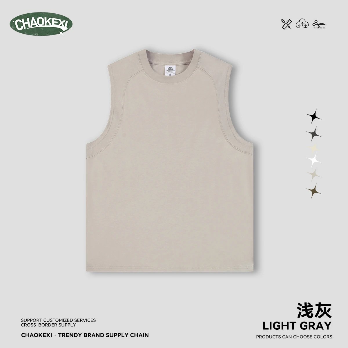 Men's Sporty Quick Dry Tank Top Athletic Sleeveless Tee - Ash - ChaoKeXi - Cnfans - $12.82