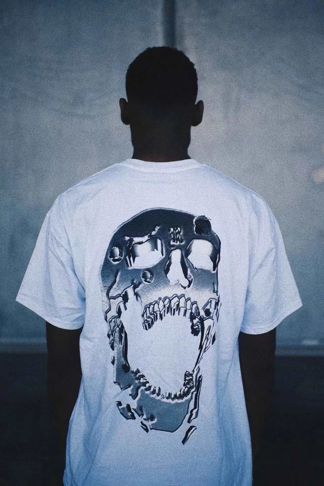 Gothic Skull Graphic Loose Cotton Tee Jet Black - Gallery Image 12 - Detailed View