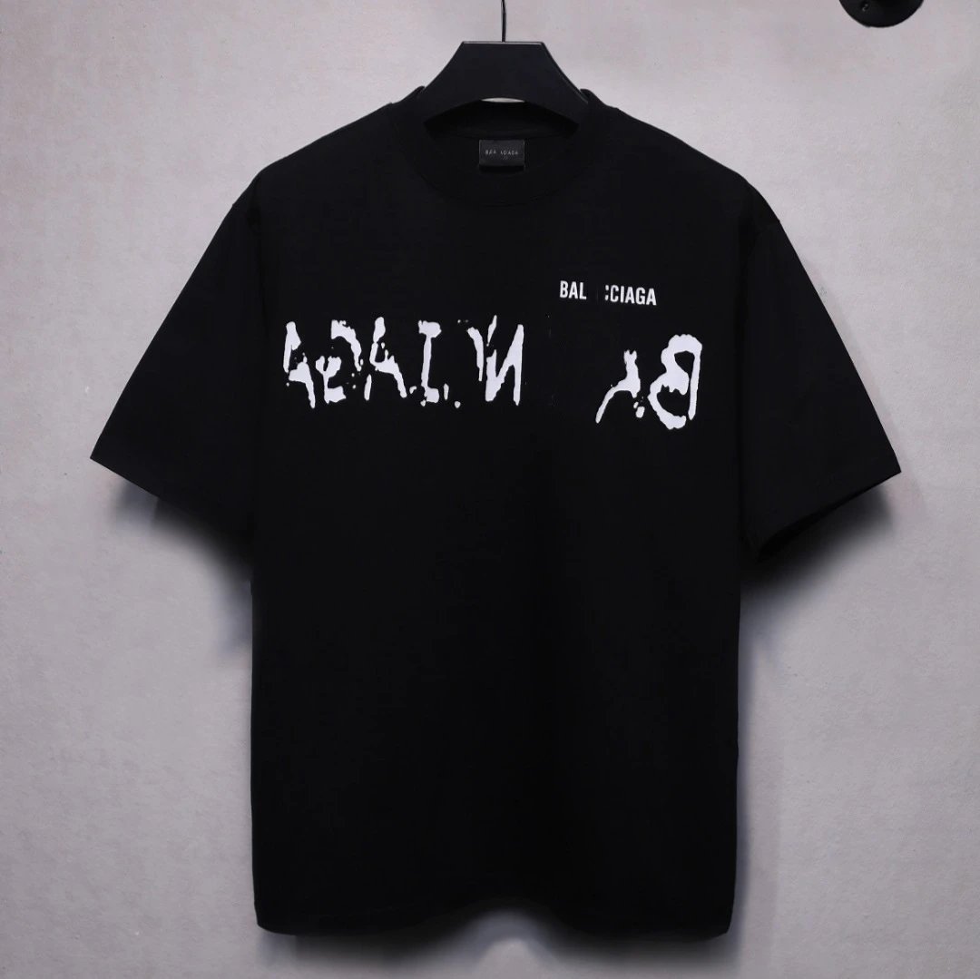 Graffiti Logo Cotton Tee Unisex Top Jet Black - Gallery Image 1 - Detailed View