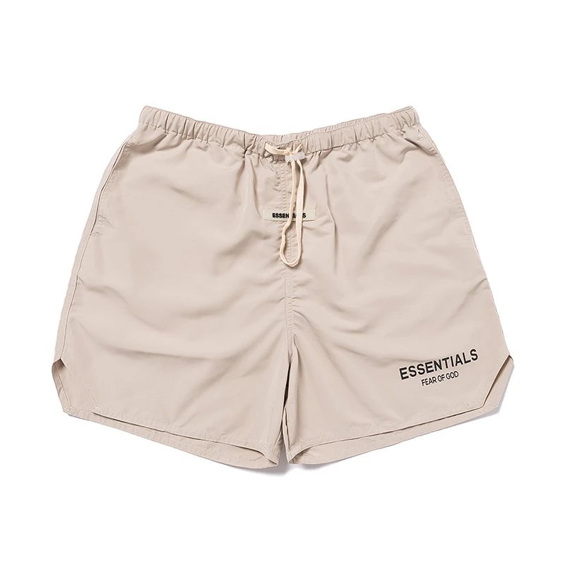 Reflective Letter Casual Shorts Sand Beige - Gallery Image 4 - Detailed View