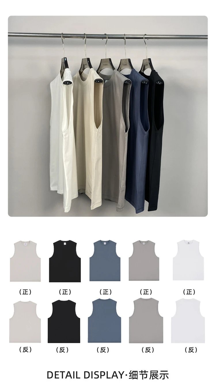 Men's Cotton Sleeveless Tank Top Street Style Slate - Gallery Image 9 - Detailed View