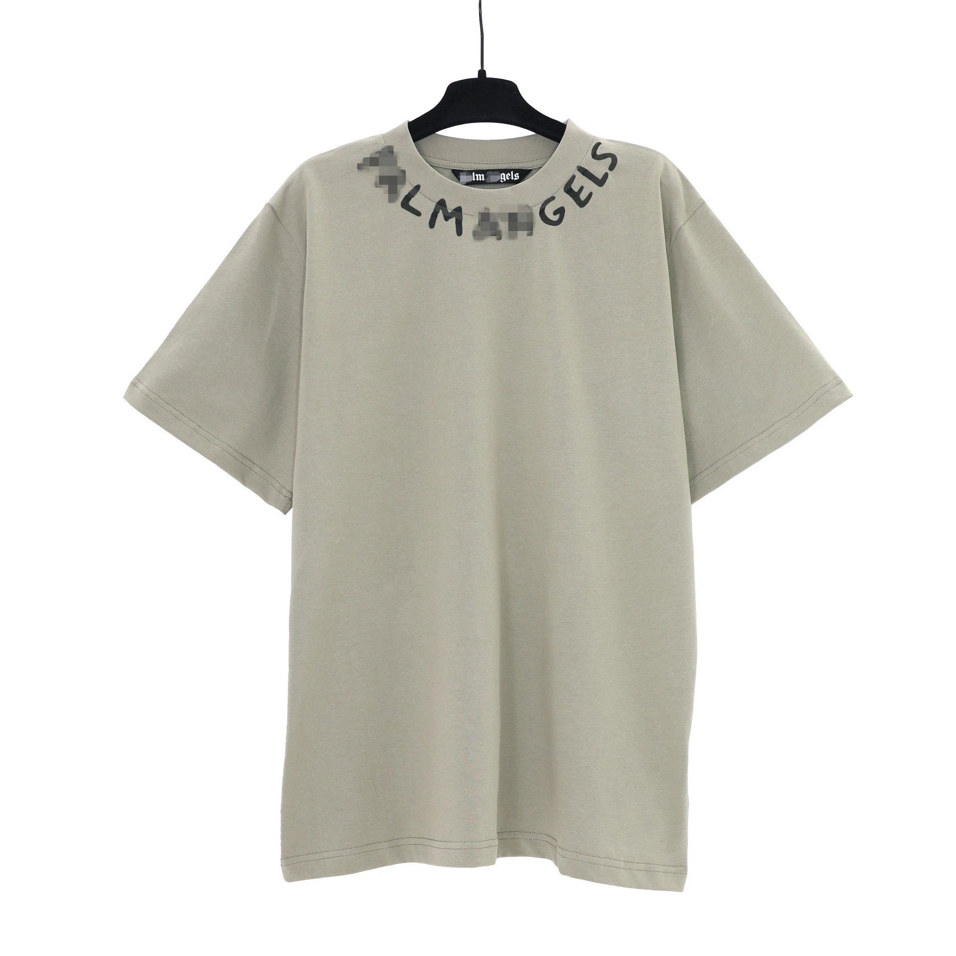 Streetwear Cotton Crewneck Letter Tee Sage Green - Palm Angels - Cnfans - $20.65