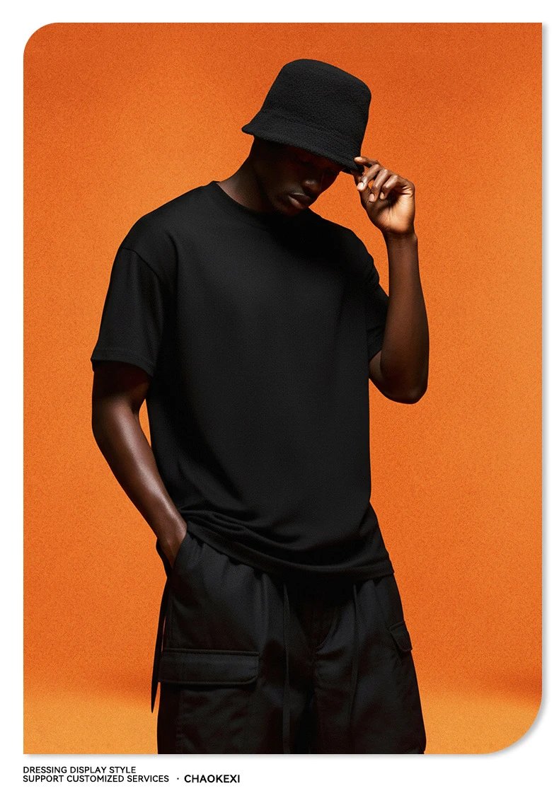 Men's Cotton Street Style Tee, Oversize - Umber - Gallery Image 6 - Detailed View