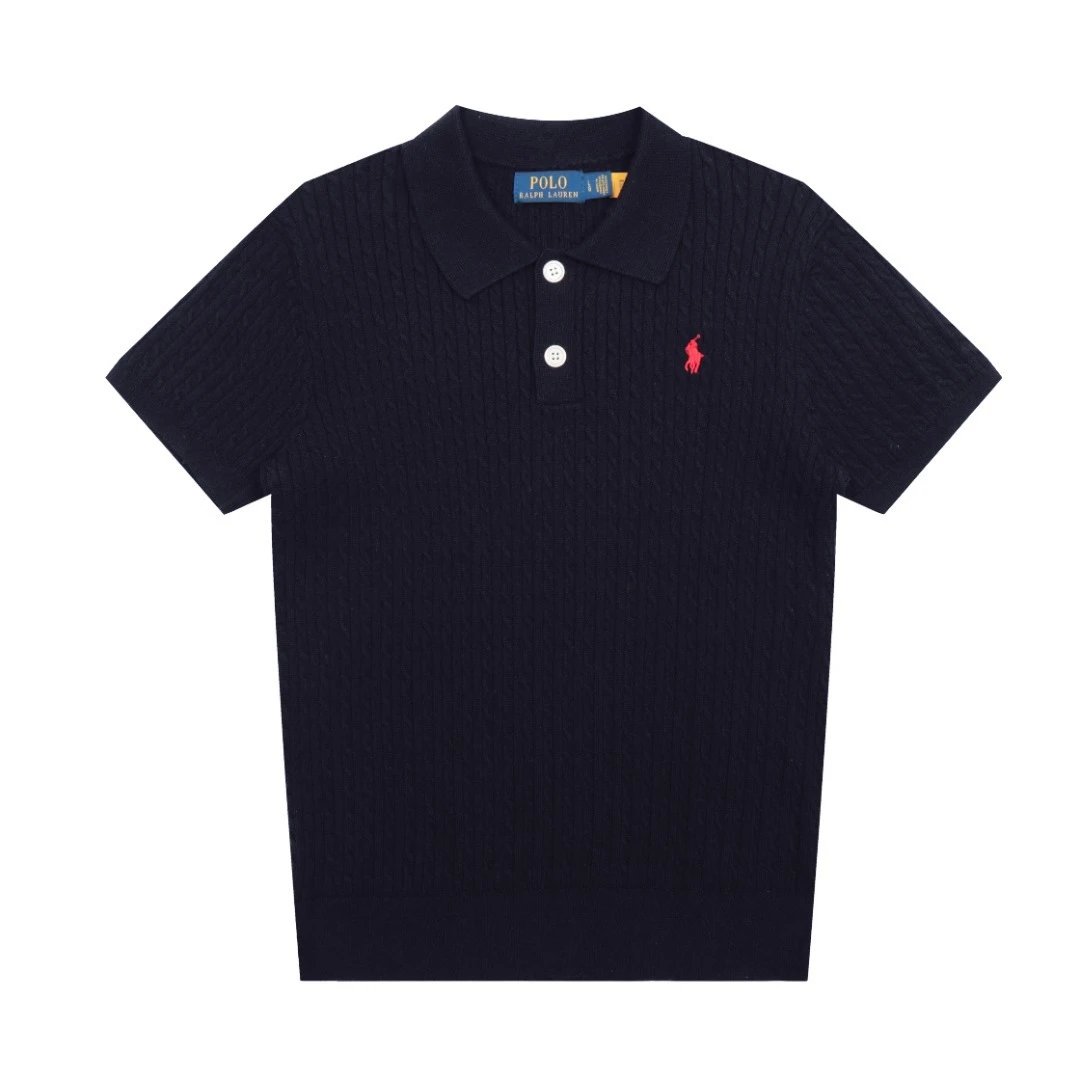 Casual Knit Polo Shirt Summer Top Navy - Ralph Lauren - Cnfans - $29.03
