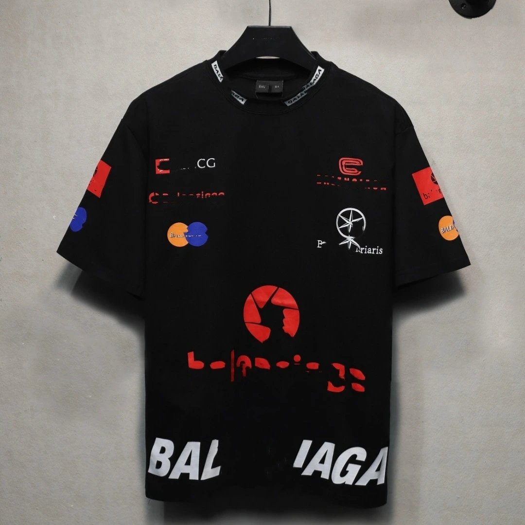 Unisex Oversized Cotton Logo Print T-Shirt, Onyx Black - Gallery Image 1 - Detailed View