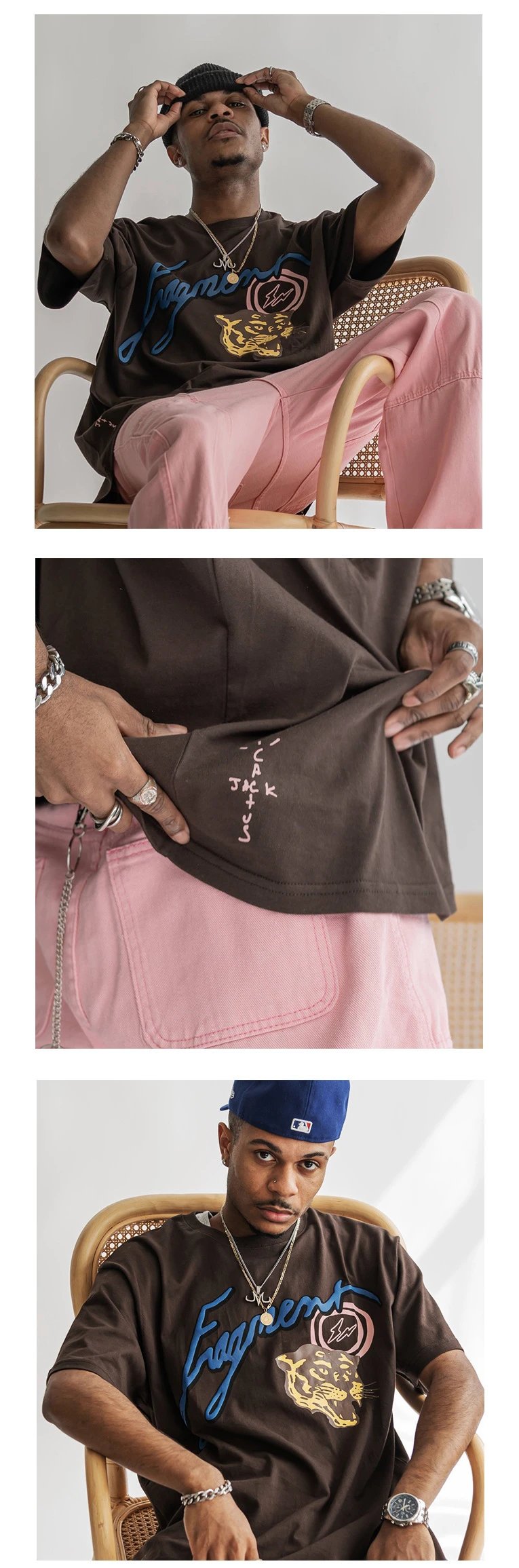 Streetwear Cotton Tiger Head Tee Cocoa Brown - Gallery Image 8 - Detailed View