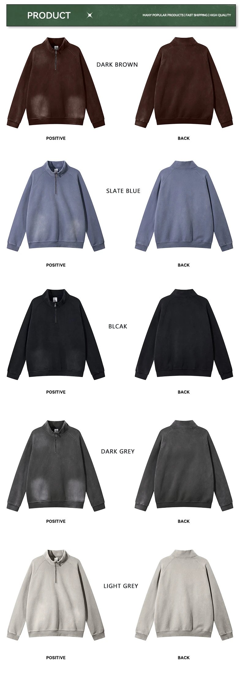 Retro 420g Heavyweight Half Zip Fleece Hoodie Unisex Slate - Gallery Image 11 - Detailed View