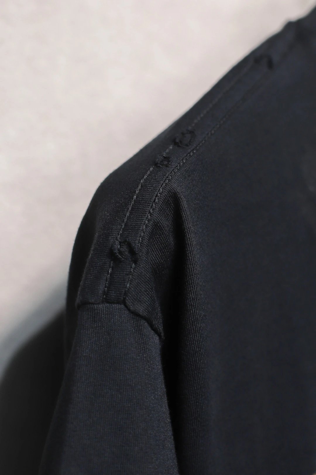 Unisex Oversized Distressed Gothic Print Tee Washed Obsidian - Gallery Image 5 - Detailed View