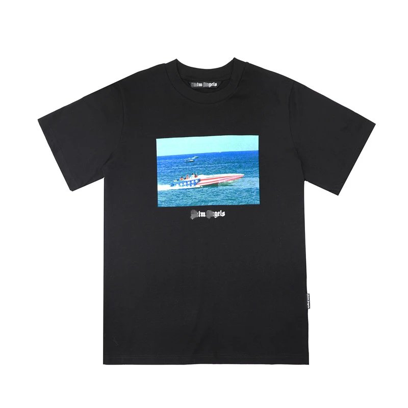 High Street Boat Graphic Cotton T-Shirt Jet Black - Gallery Image 3 - Detailed View