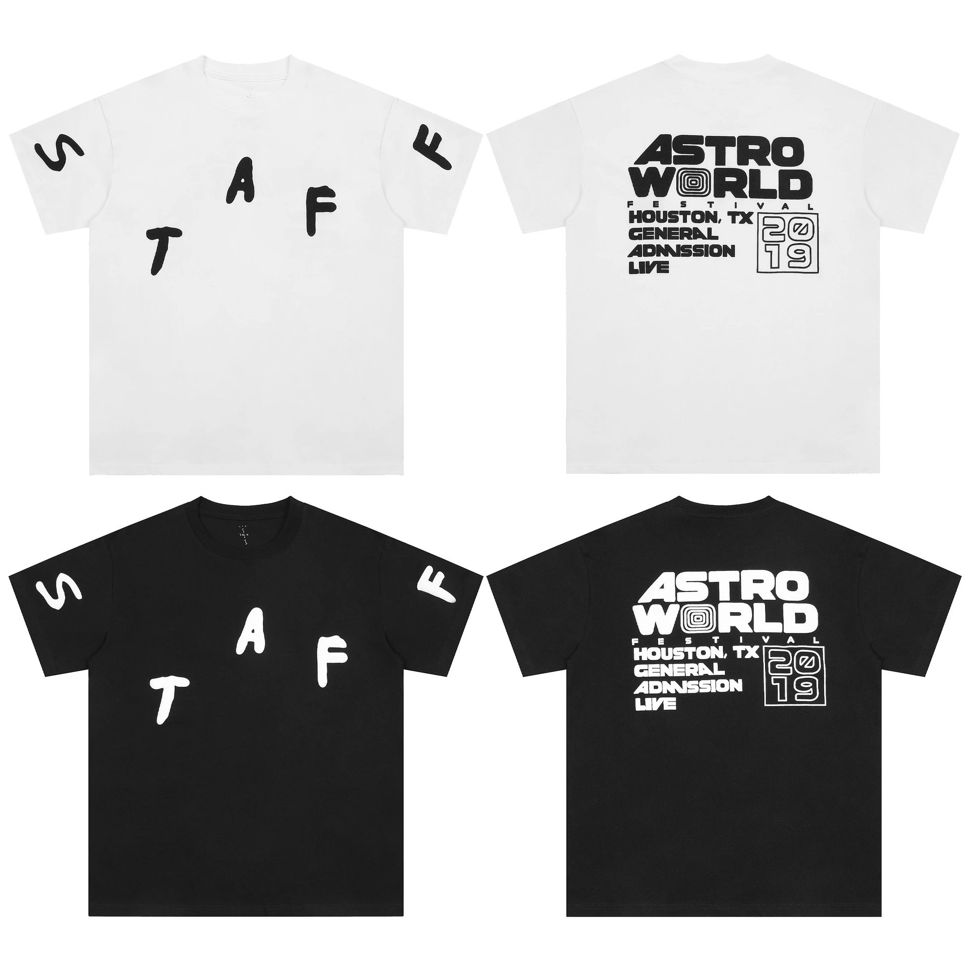 Streetwear Foam Print Staff T-Shirt Jet Black - Gallery Image 1 - Detailed View